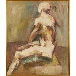 Dorothy Mead (1928-1975) oil on canvas - seated nude, signed and dated ‘64, 77cm x 64cm, framed