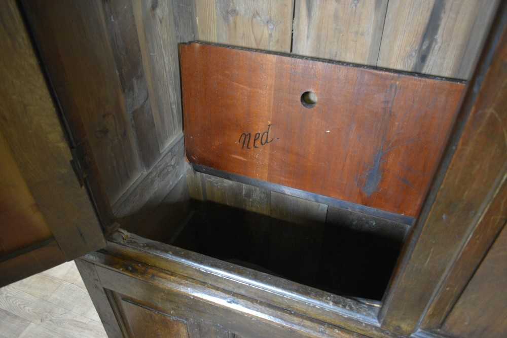 Very large mid 18th century panelled oak and pine two height cupboard - Image 7 of 7