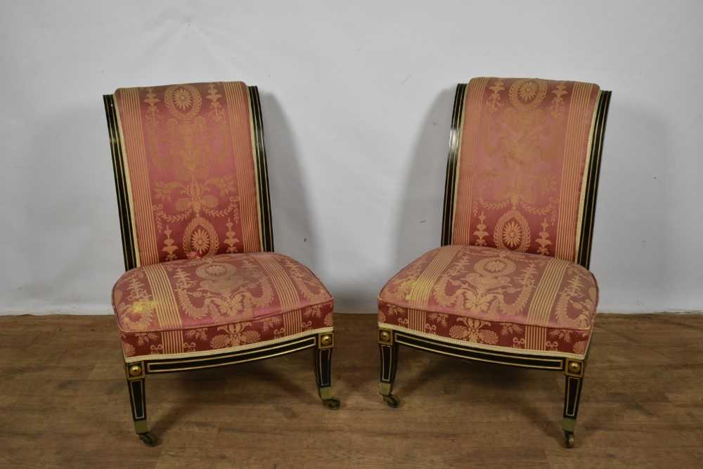 Pair of 19th French Empire style side chairs on castors - Image 2 of 6