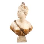 19th century painted terracotta bust of Diana