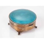 George v silver and turquoise blue guilloché enamel trinket box