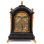 Late 19th century bracket clock with striking movement in ebonized and ormolu mounted case