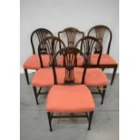 Set of three George III Sheraton style mahogany dining chairs, three other Georgian chairs