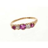 Victorian ruby and diamond five stone ring