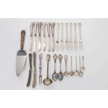 Selection of miscellaneous silver cutlery including six pastry forks, six silver tea knives, Irish s