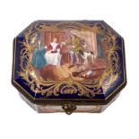 Sevres style porcelain and brass mounted casket