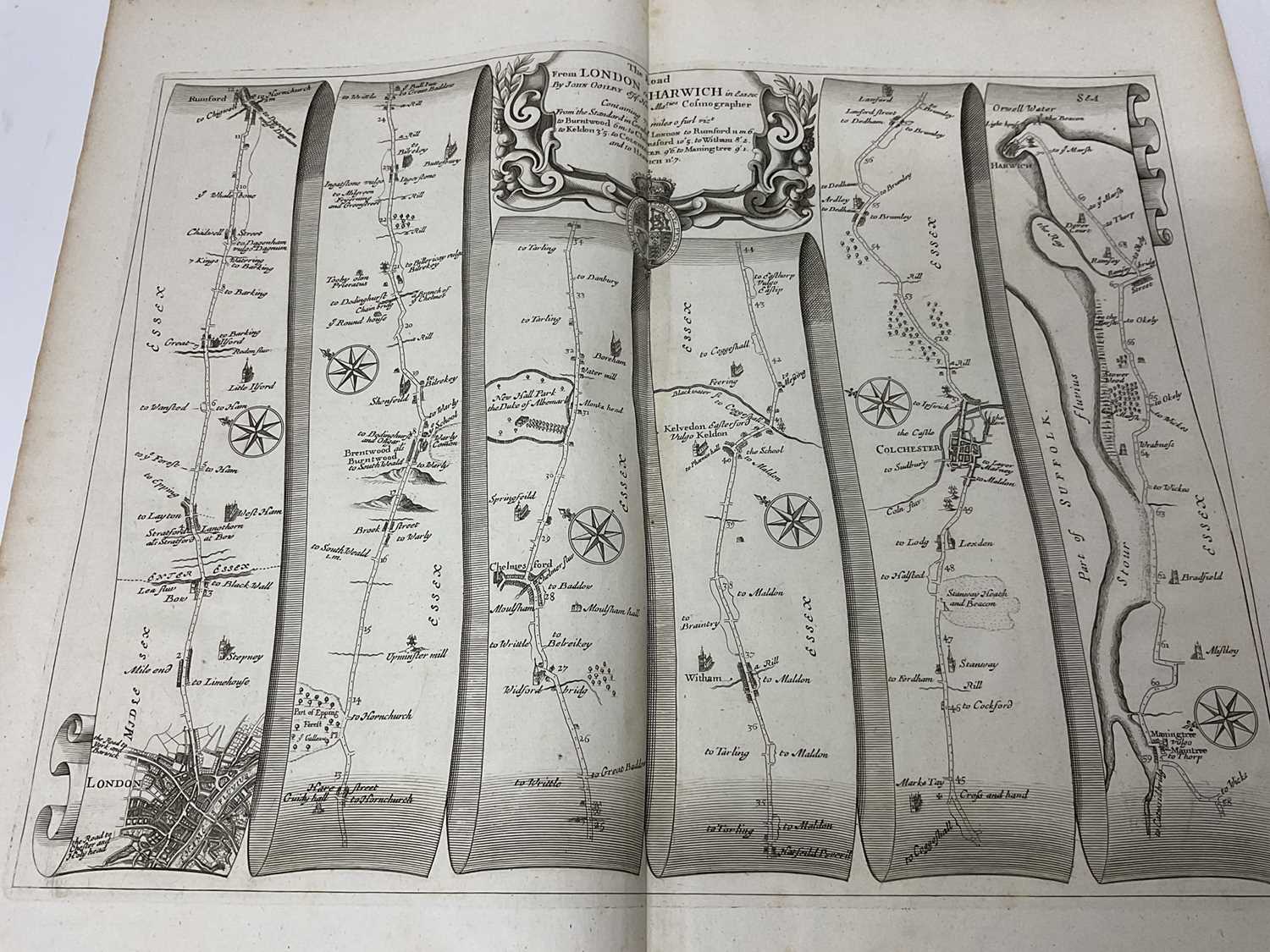 London to Harwich road map and other local interest maps and engravings