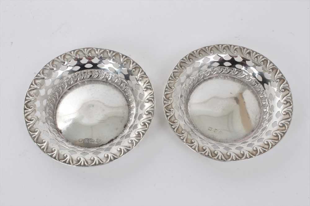 Pair of silver pin dishes, another pin dish in box, a spill vase and pair of silver candlesticks - Image 3 of 4