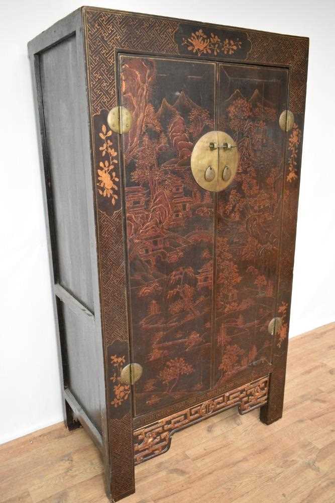 Antique Chinese lacquered cabinet - Image 10 of 13