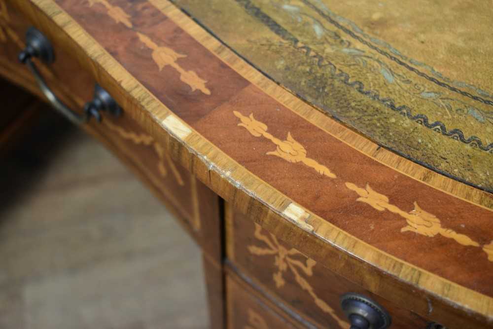 Edwardian style mahogany and marquetry inlaid kidney shaped desk - Image 10 of 21