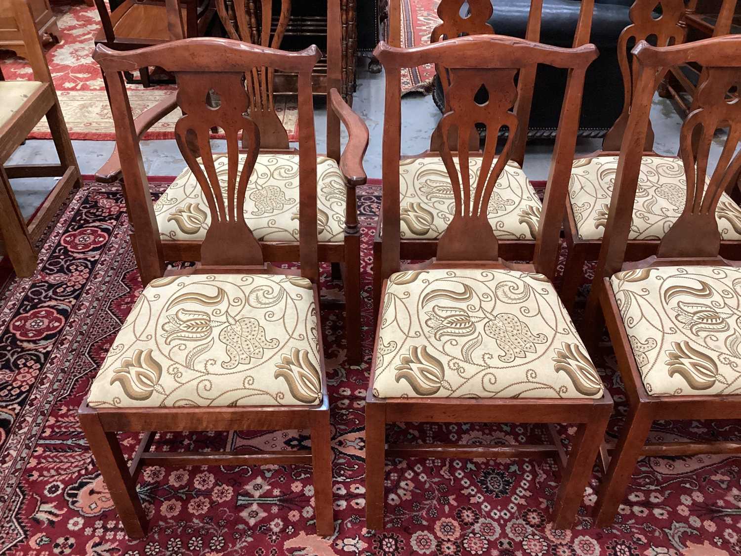 Set of eight George II style fruitwood chairs with drop-in seats - Image 2 of 16