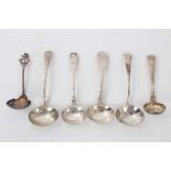 Two Georgian and two Victorian silver sauce ladles (various dates and makers) and one other (4)