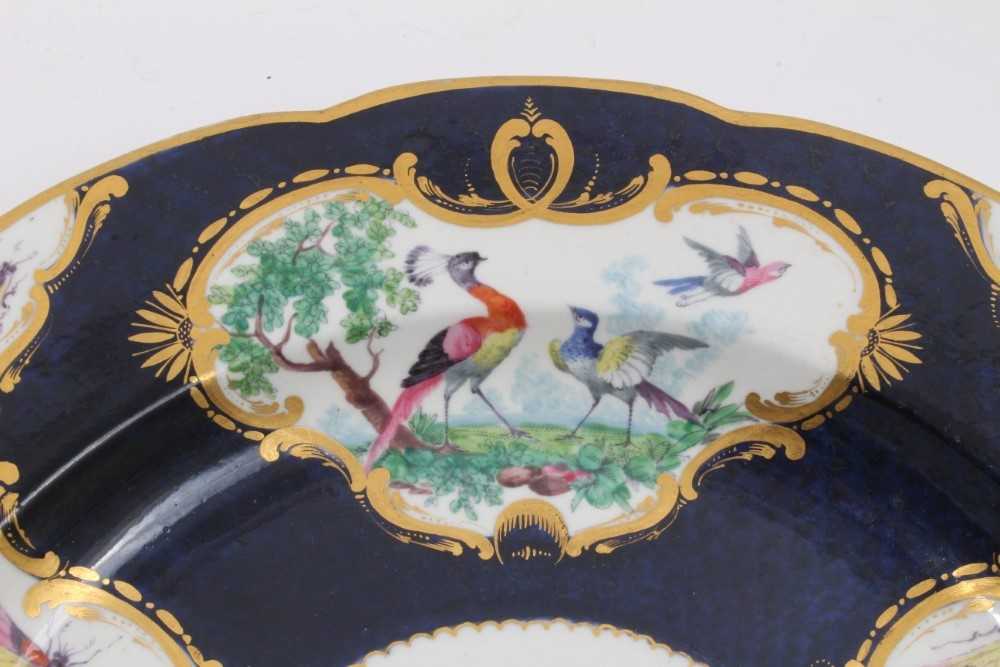 Scarce early 19th century possibly Coalport copy of first period Worcester plate with painted bird a - Image 3 of 7