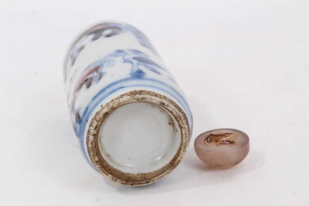 Chinese porcelain snuff bottle, decorated with horses, 7cm high - Image 6 of 6