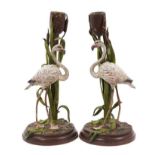 Pair of Austrian cold painted bronze candlesticks
