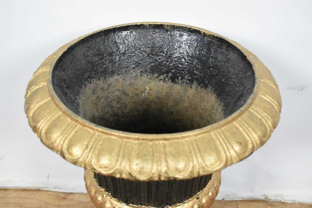 19th century cast iron urn with gilt paint - Image 2 of 3