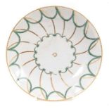 A Bristol saucer dish, decorated in green and gilt, circa 1775