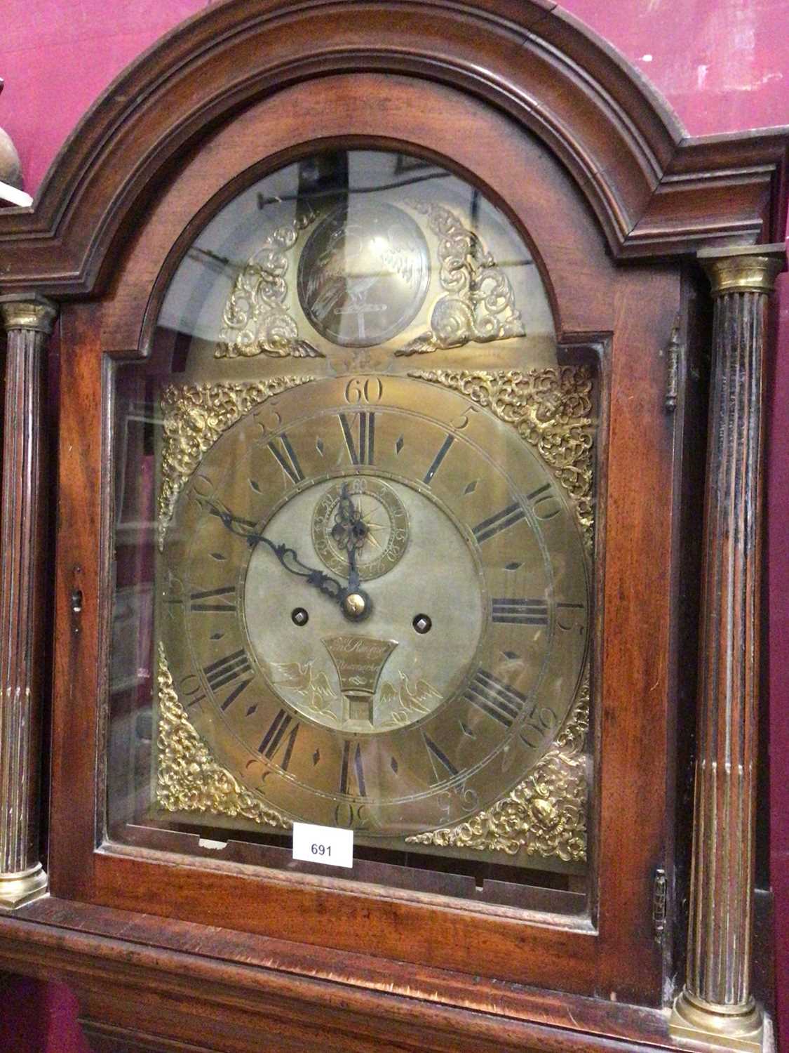 18th century 8-day longcase clock by John Roning, Newmarket with brass arched dial with bird to arch - Image 2 of 13