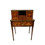 Early 19th century Continental mahogany, kingwood crossbanded and marquetry inlaid bonheur du jour w