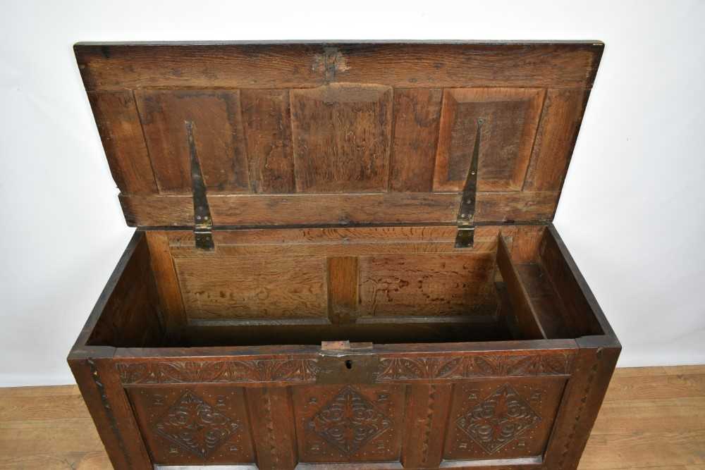 Good 17th century carved oak coffer - Image 6 of 6