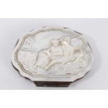 19th century French carved mother of pearl coin purse with relief carved decoration