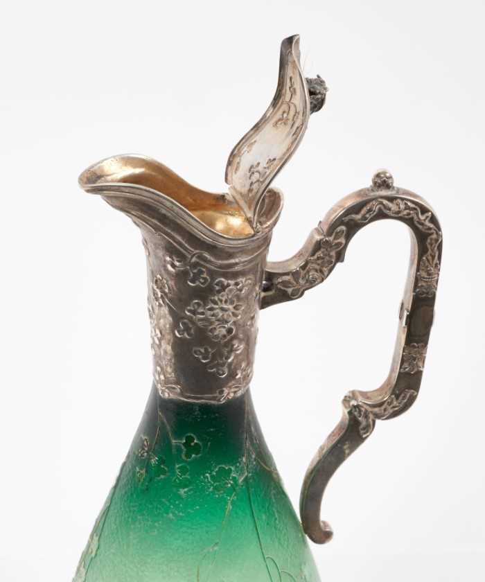 Rare late 19th/early 20th century French etched glass claret jug by Daum, Nancy, with silver mounts - Image 3 of 4