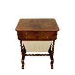 Mid Victorian burr walnut and inlaid work table