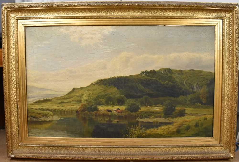 E. Stanley, 19th century, oil on canvas - Highland Landscape, signed, 76cm x 127cm, in gilt frame - Image 2 of 11