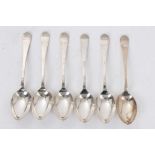 Set of six 1930s silver Hanoverian pattern tea spoons (Sheffield 1931)