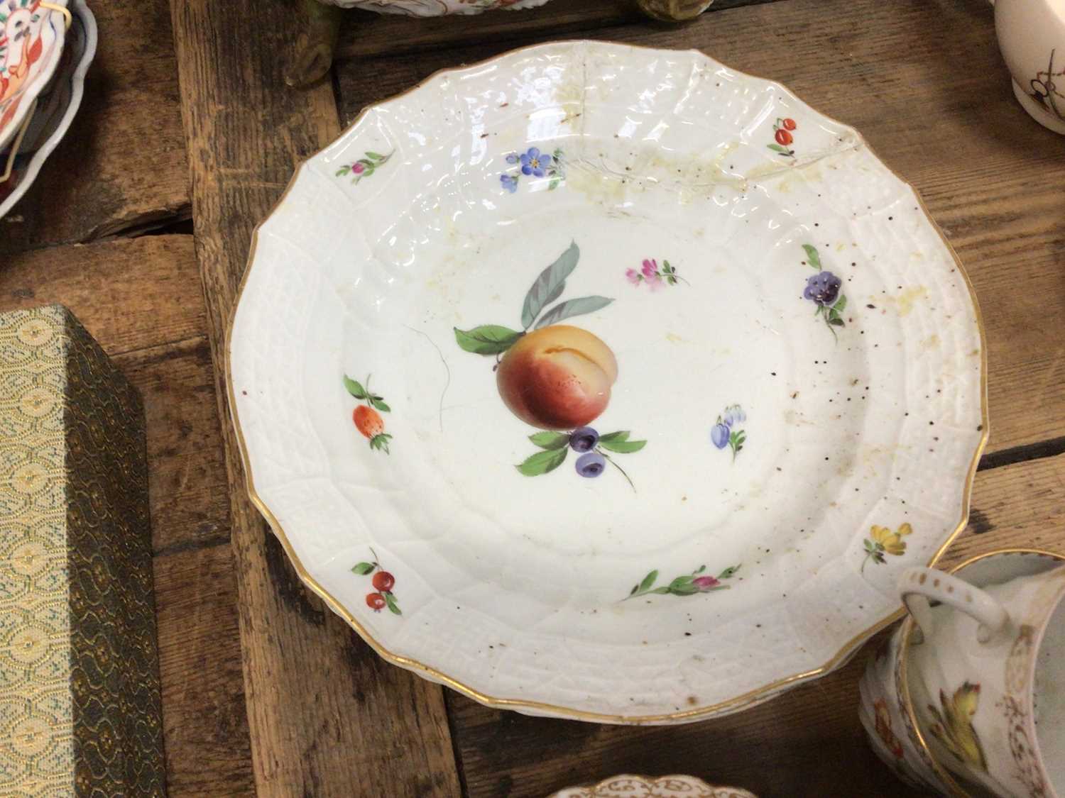 A Meissen bowl with scalloped rim, moulded basket form, with four root and branch legs, together wit - Image 3 of 5