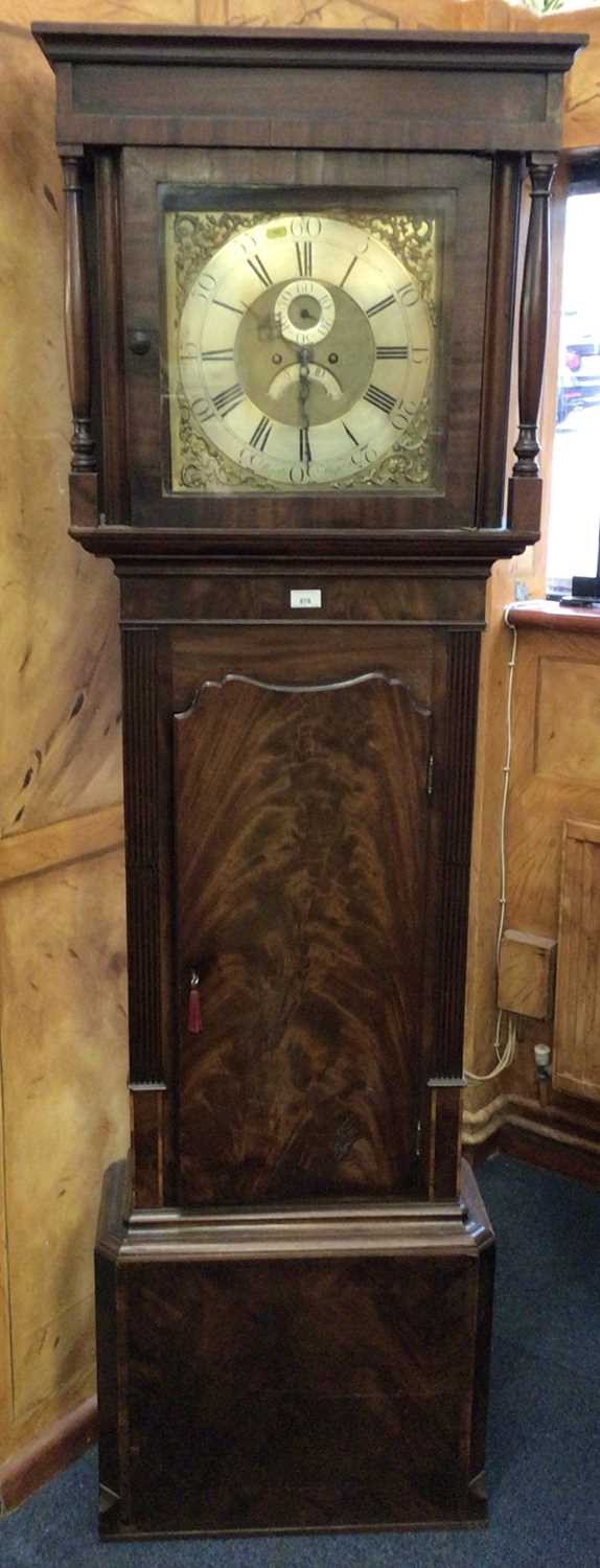 Victorian 30 hour longcase clock by Coats, Wigan with brass and silvered square dial , subsidiary se