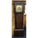 Victorian 30 hour longcase clock by Coats, Wigan with brass and silvered square dial , subsidiary se