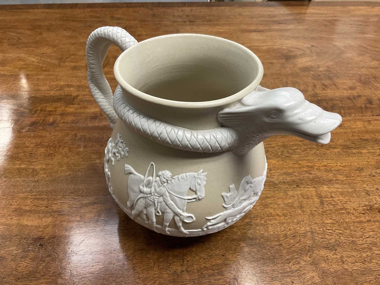 Regency caneware serpent jug