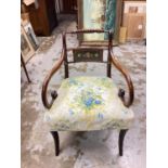 Regency mahogany open elbow chair