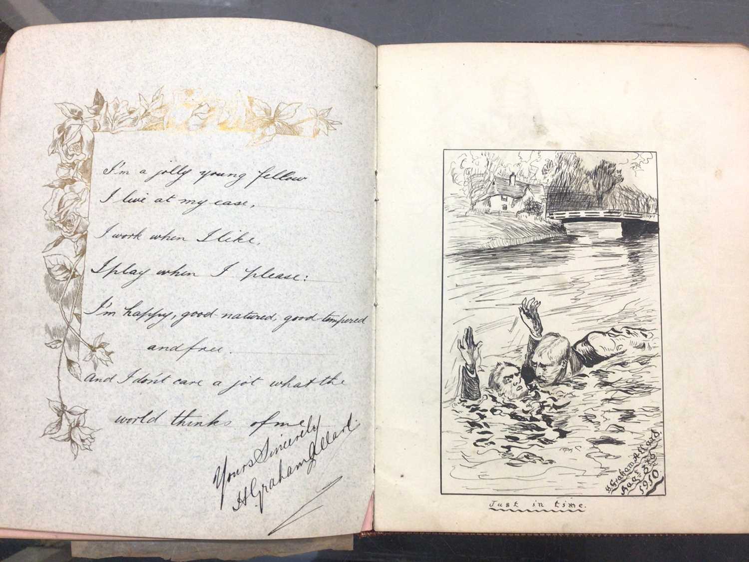Early 20th century scrap album of drawings and verse, formerly the property of Charlotte Victoria Ma - Image 5 of 6