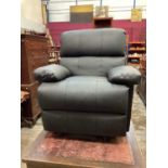 Contemporary black leather Restwell electric reclining armchair