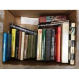 Box of books relating to bridge and chess etc