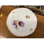 KPM porcelain cabinet plate, decorated with flowers, marks to base