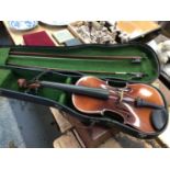 Violin, bows and a spare case