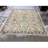 Rug with floral decoration on beige and blue ground, 264cm x 221cm