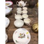 Alfred Meakin Brixham pattern tea set, comprising teapot, milk jug, sugar bowl, six cups and saucers