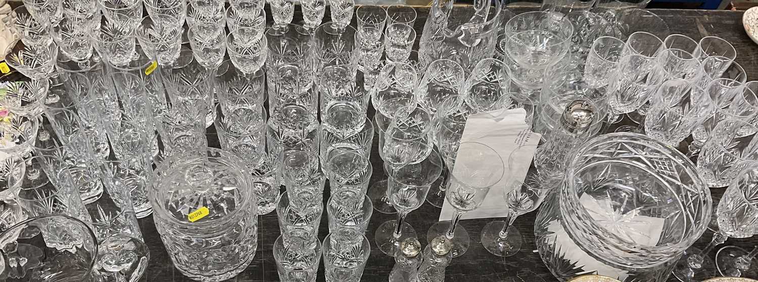 Cut glass table service , 6 Murano wine glasses and sundry glassware