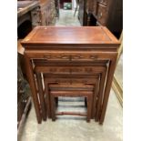 Nest of four Chinese hardwood occasional tables