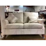 Good quality contemporary two seater settee with pale grey upholstery