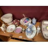 Selection of good quality china and porcelain including Beswick dog, Lladro goose, Spode etc