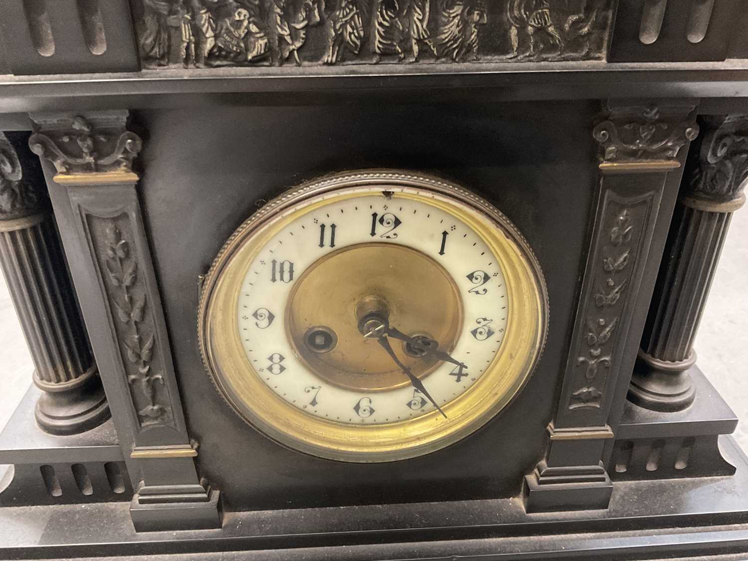 Victorian slate mantel clock - Image 3 of 4