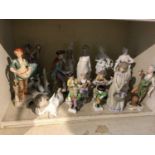 Group of porcelain figures, including Sitzendorf and Lladro