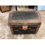 19th century mahogany pole screen on trefoil base, together with a Brass standard lamp, and a dome t