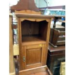 Edwardian walnut bedside cabinet and oak and pine cupboard (2)