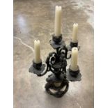 Classical style bronze and alabaster four branch candelabra